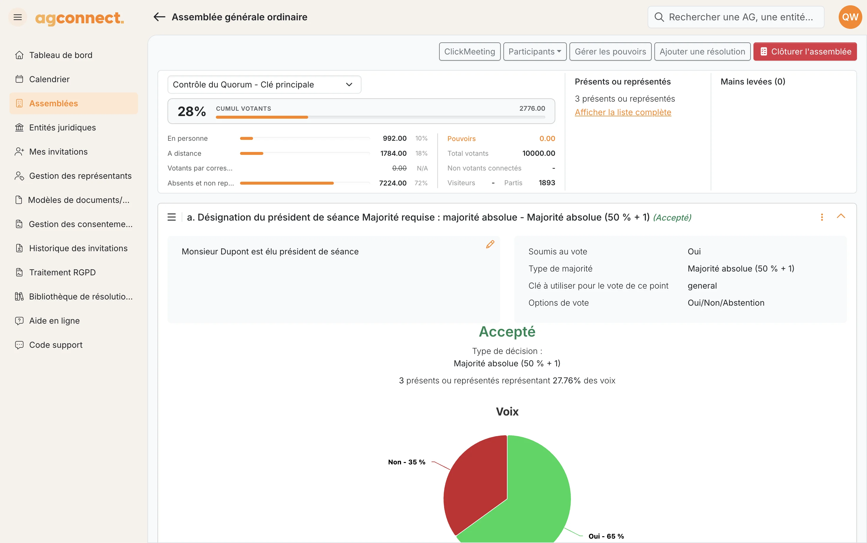 La solution digitale pour vos <span class="highlight-orange">assemblées générales</span>, de la convocation au procès-verbal.